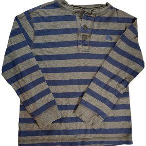 👣 5/$25 - Navy/Grey Striped Long Sleeve Henley T-shirt